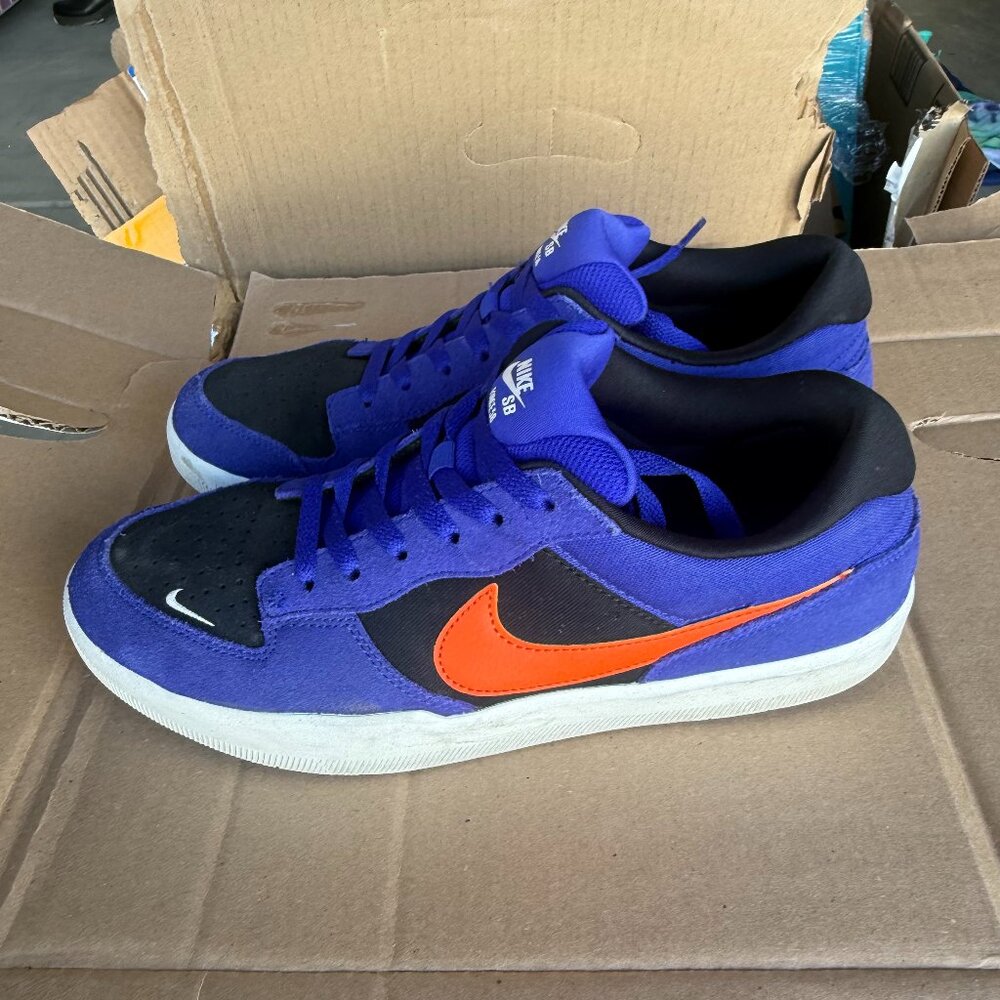 Nike SB Force 58 sneakers in Concord, Team Orange, and Blue - Size 10